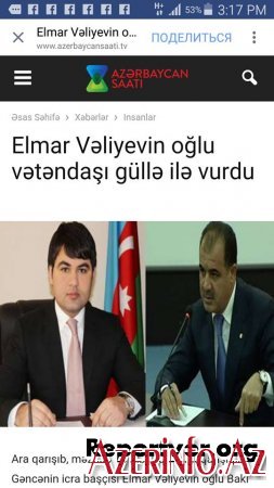 Elmar Vəliyevin oğlu vətəndaşı güllə ilə vurdu