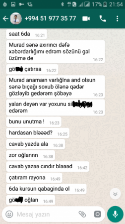 Məmur oğlu jurnalisti ölümlə hədələdi: ''Sənə bıçağı soxub ölənə qədər...'' - AĞDAŞDA FOTOFAKT