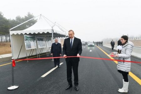 İlham Əliyev Bakı-Şamaxı-Yevlax yolunun 101-117-ci kilometrlik hissəsinin açılışında iştirak edib — FOTO