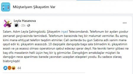 "İrşad Telekom"da müştərini İNCİDİRLƏR... - MÜRACİƏT